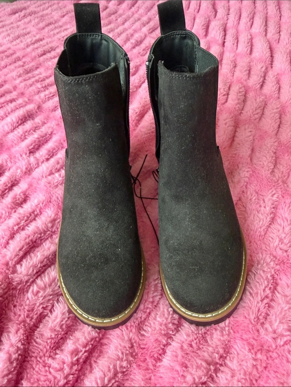 Kensie Black Suede Ankle Booties with Side Zip
